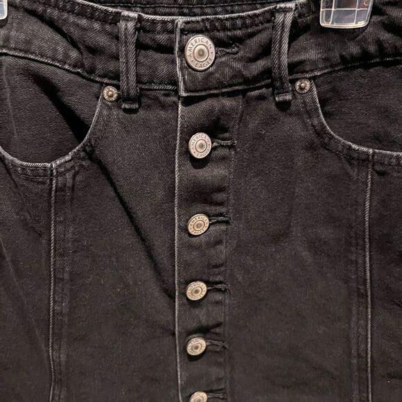 American Eagle black denim button front mini skirt size 0 - Picture 5 of 13